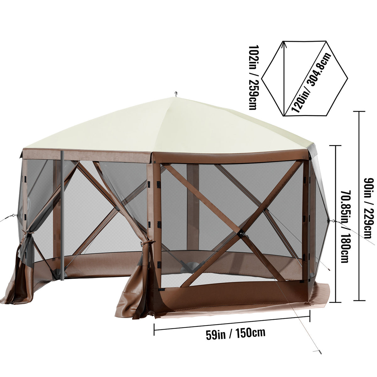 Portable 10x10 Pop-Up Camping Gazebo Shelter with Side Walls