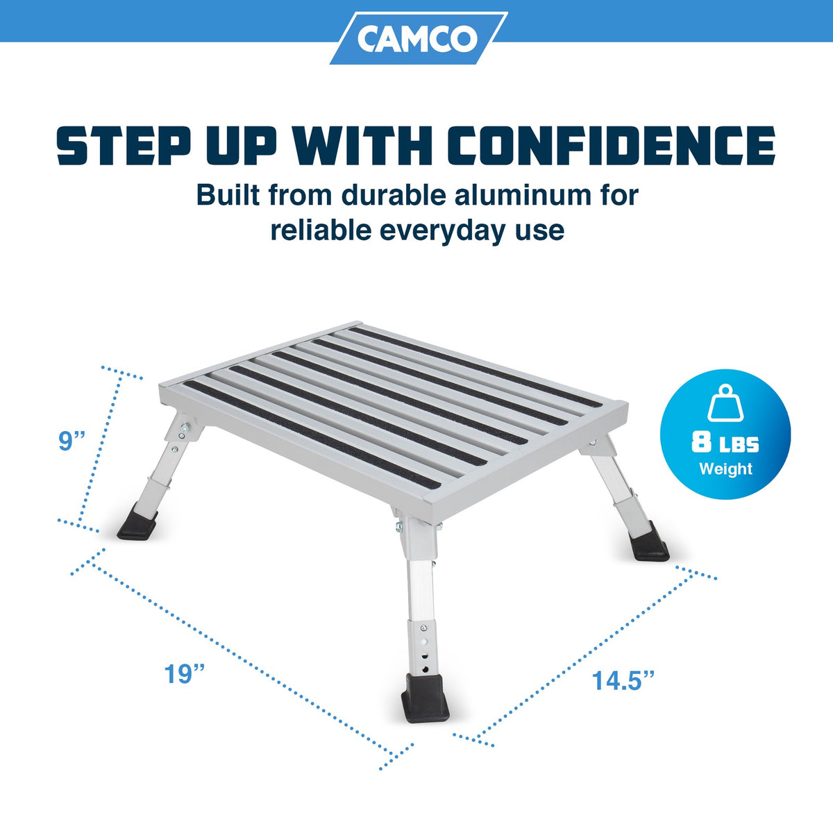 Adjustable Aluminum Step Stool for RV and Home Use - Foldable, Non-Slip