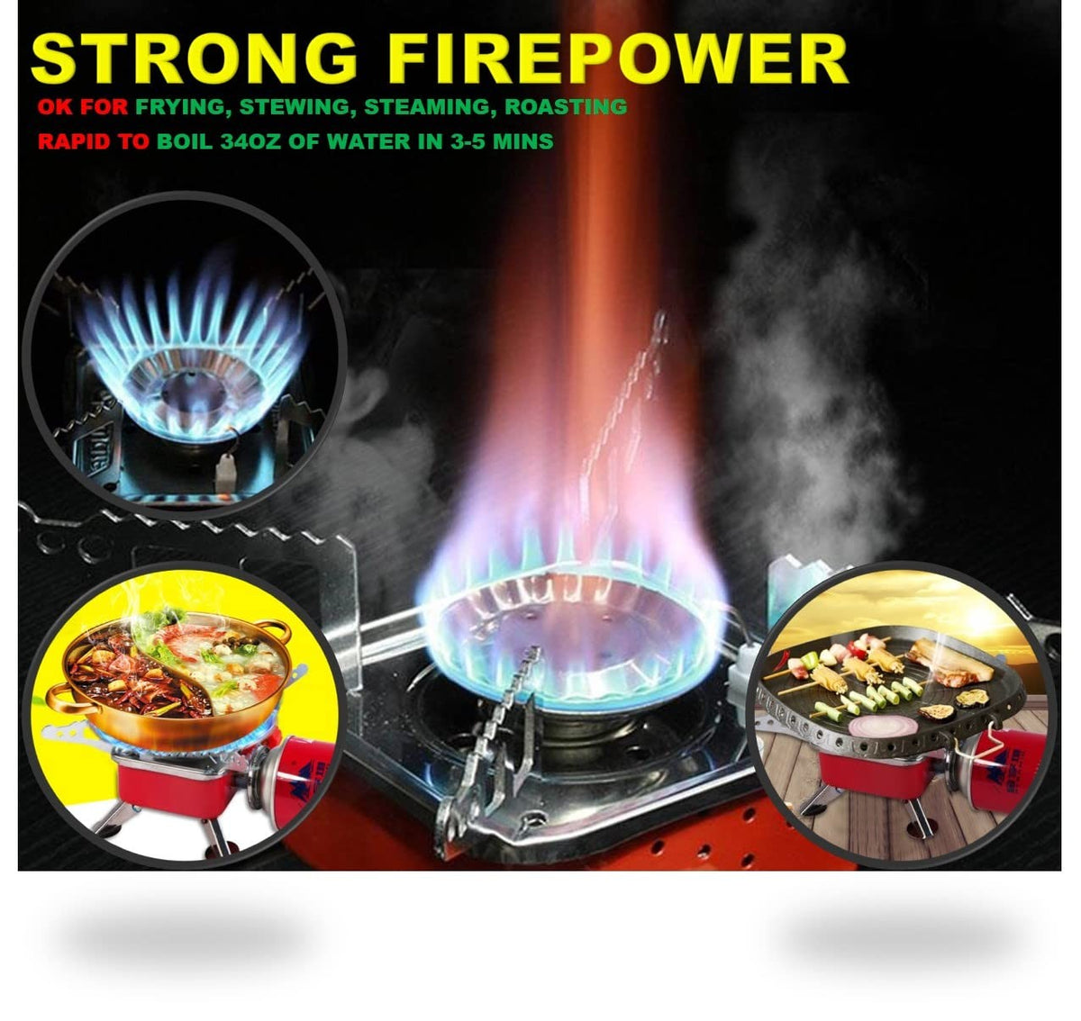 Portable Camping Stove with Piezo Ignition - Foldable Single Burner