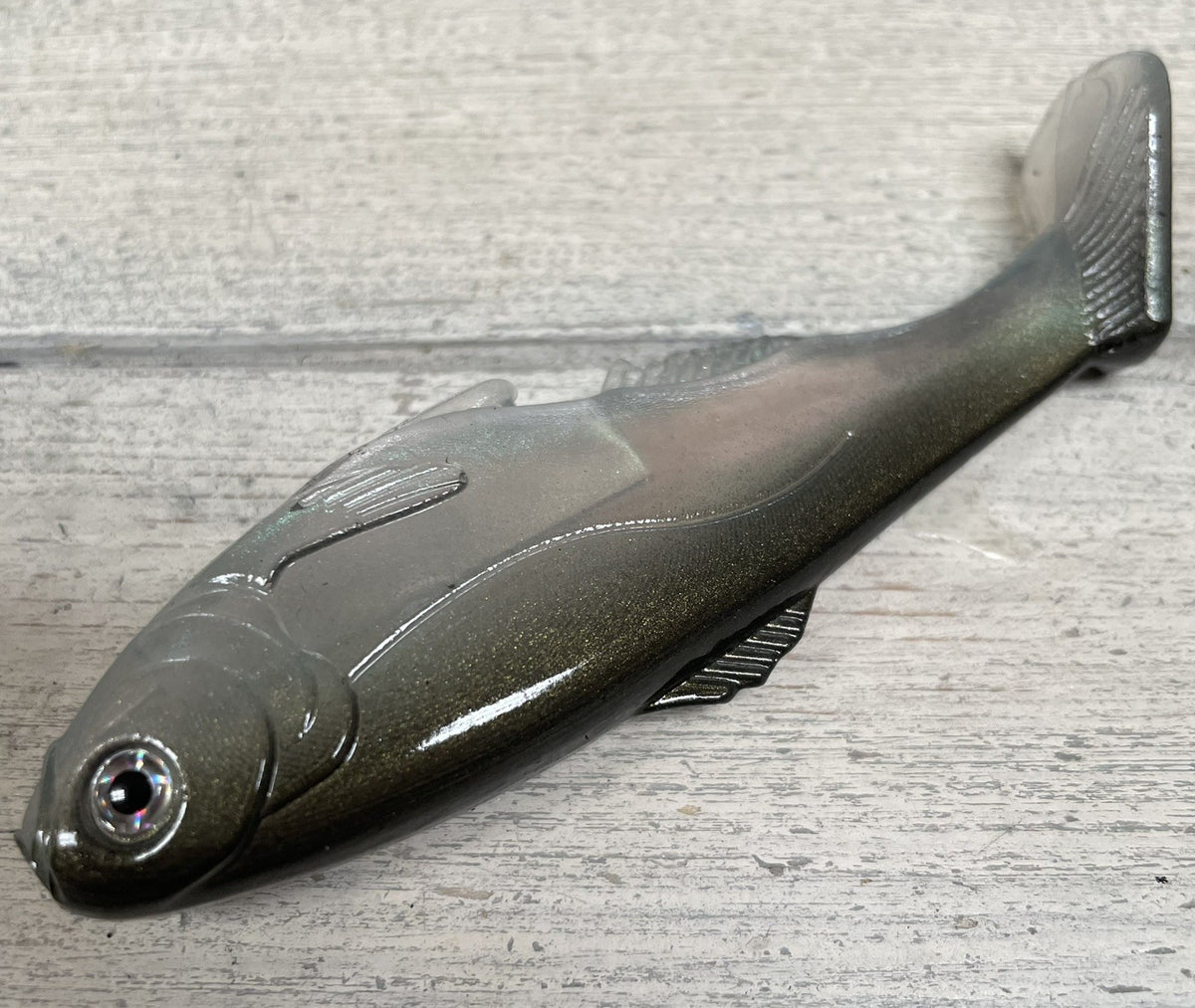 4-Inch Weedless Soft Plastic Swimbait - Green Gizzard Shad, Pack of 2