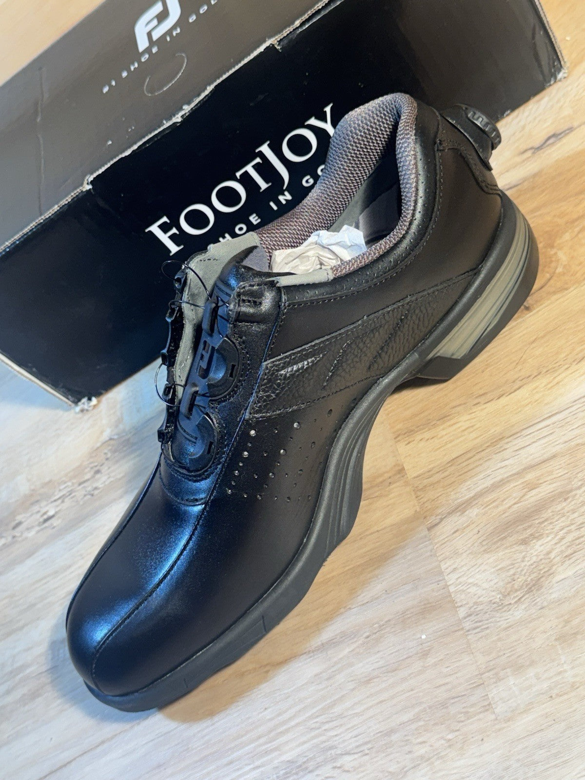Men's Black Leather Golf Shoes - ReelFit Series, Size 10M, New with Box
