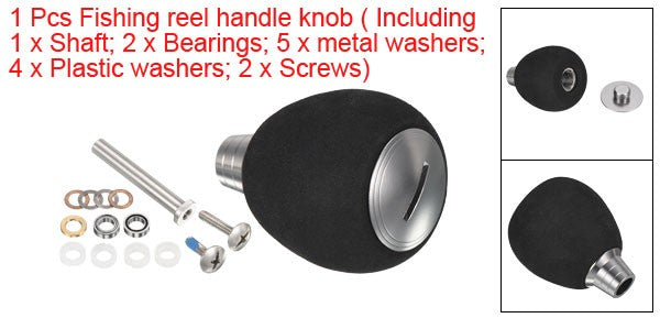 Fishing Reel Handle Knob EVA Metal Power Handle Grip Silver