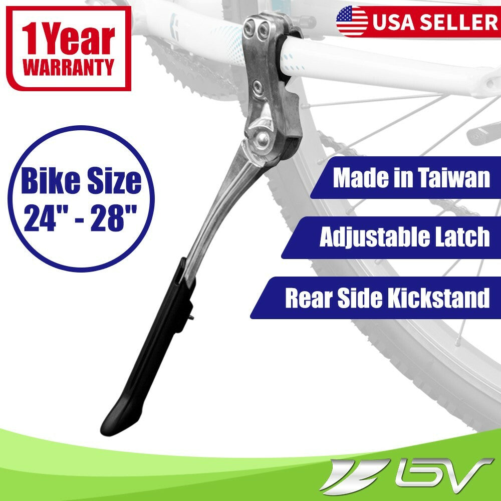 Adjustable Alloy Bicycle Kickstand for 24-28 inch Mountain, Road, MTB & BMX Bikes