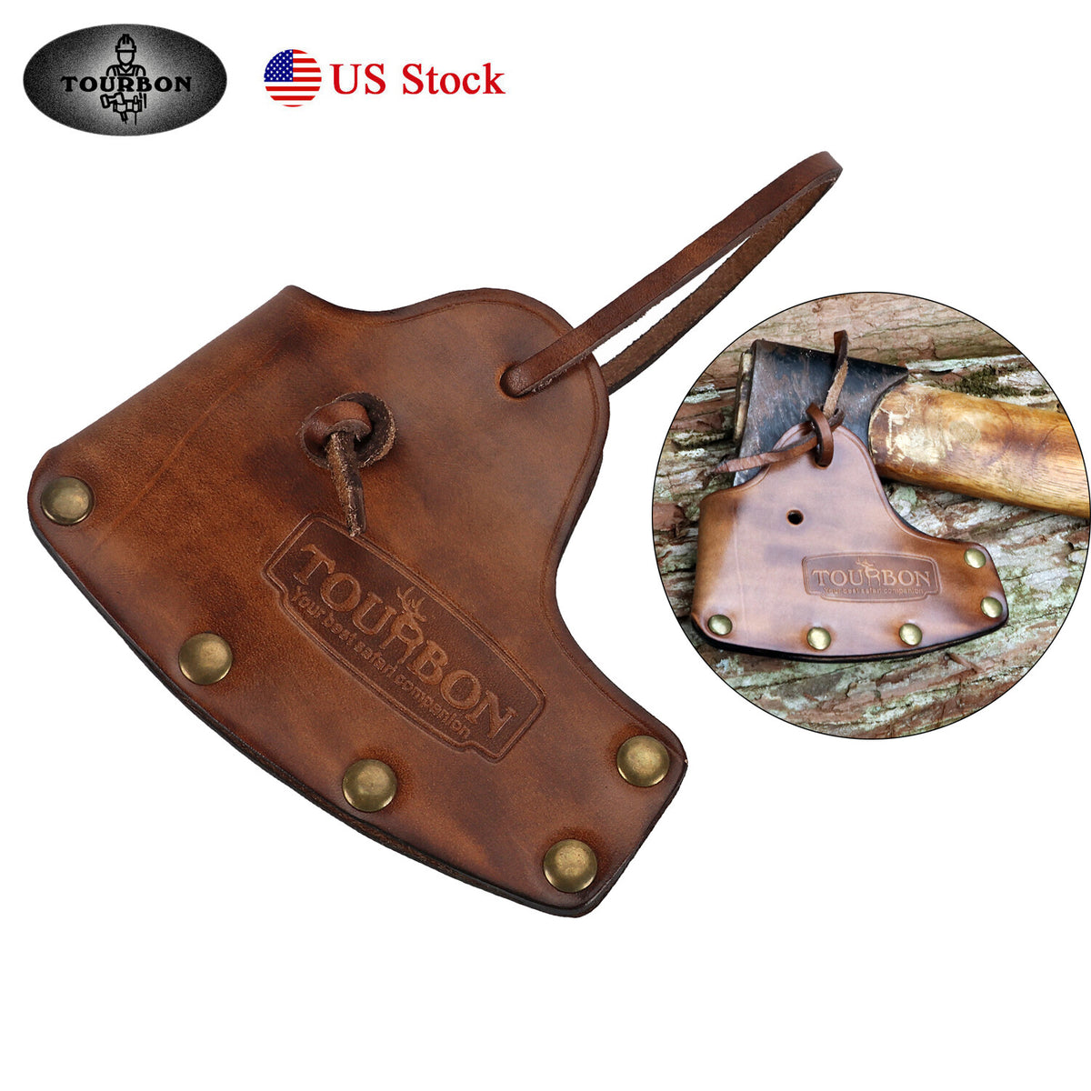 Leather Camping Axe Sheath with Lanyard - Fits Single Bit Hatchet