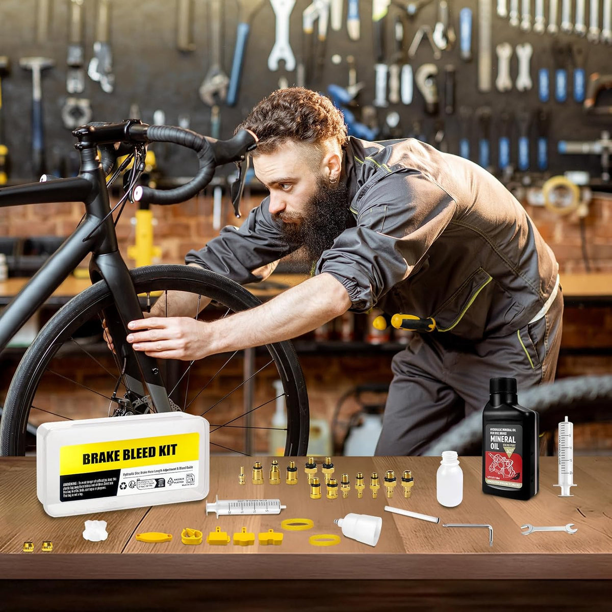 Bike Brake Bleed Kit for Hydraulic Disc Brakes - Shimano, Tektro, TRP