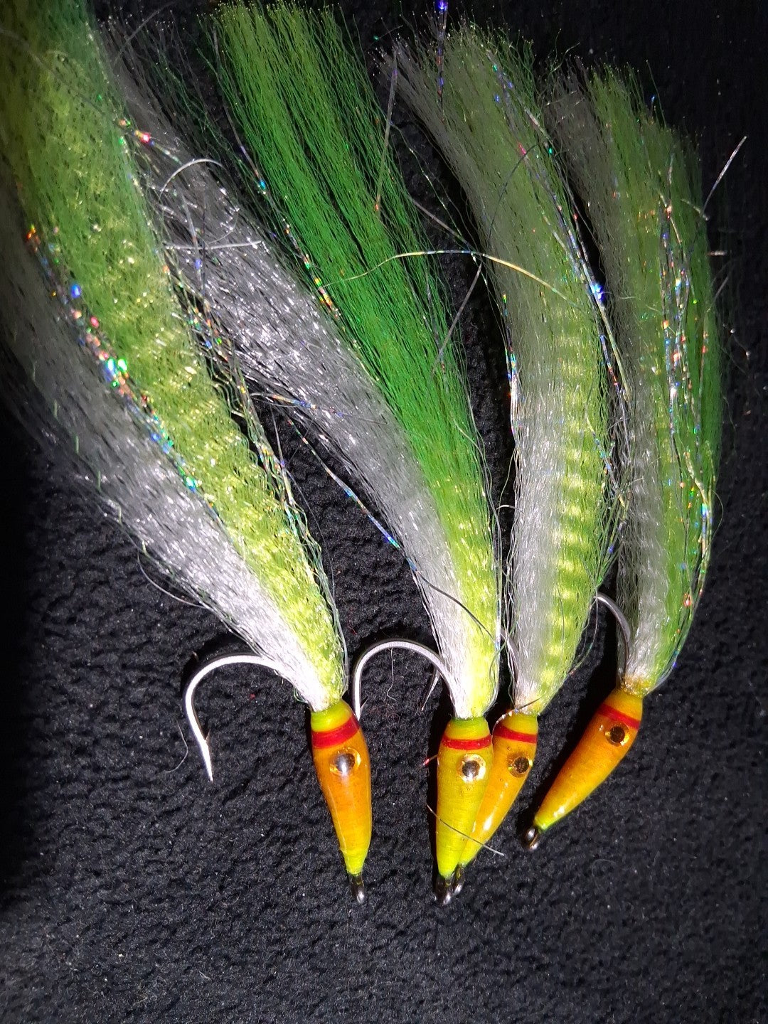 Saltwater Fly Fishing Flies CUDA #3/0 Chartreuse Custom Tied Set