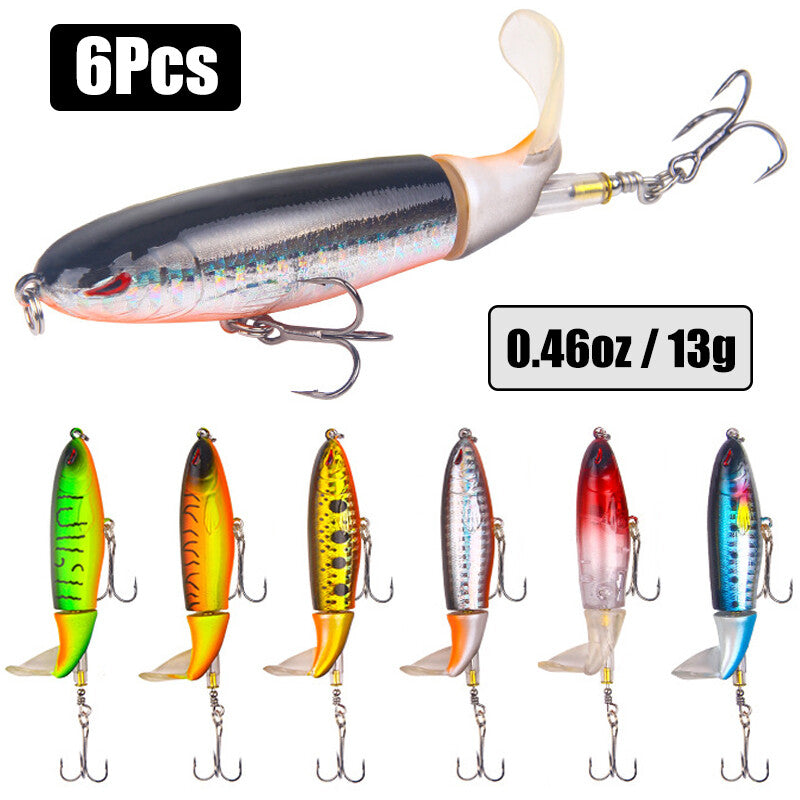 Topwater Fishing Lures Set - Rotating Tail Baits for Bass Pike