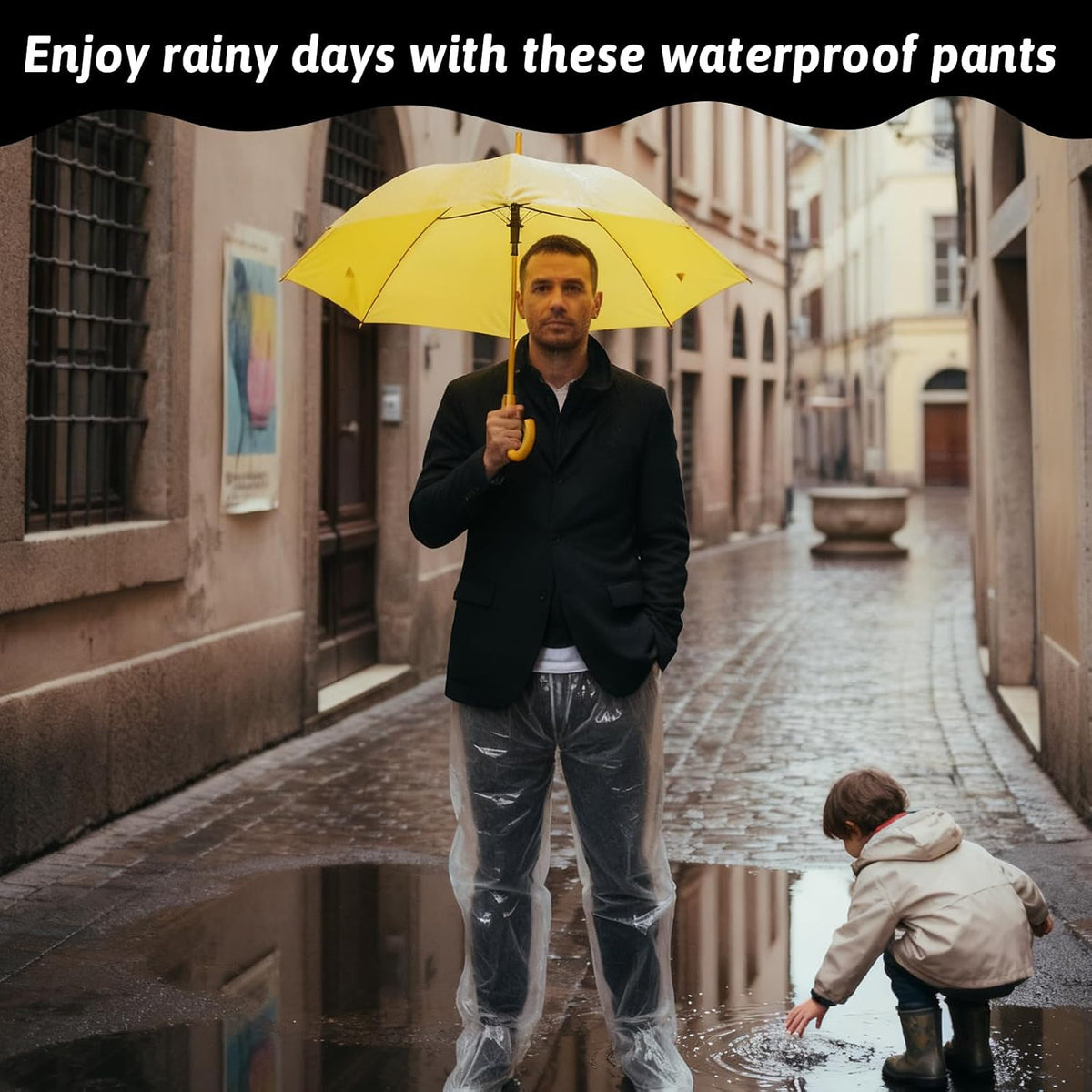 Disposable Waterproof Rain Pants Unisex Outdoor Long Tube Rainwear 4 Pack
