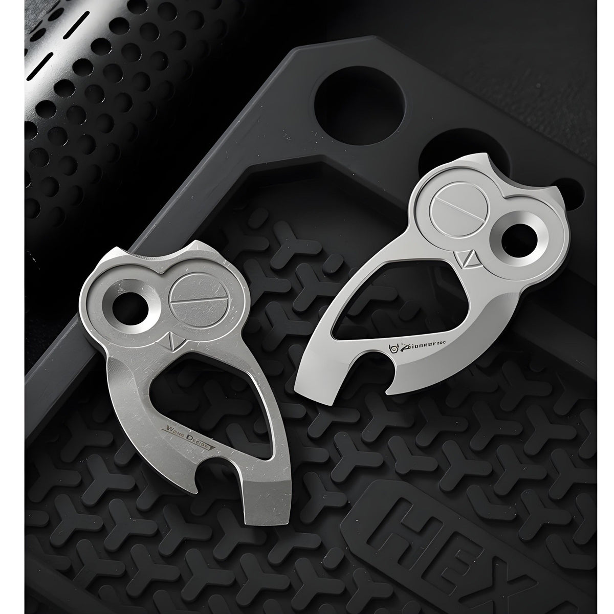 Titanium Multi-Tool Keychain Pry Bar Owl Shape EDC Pocket Tool - Sandblasted or Stonewashed