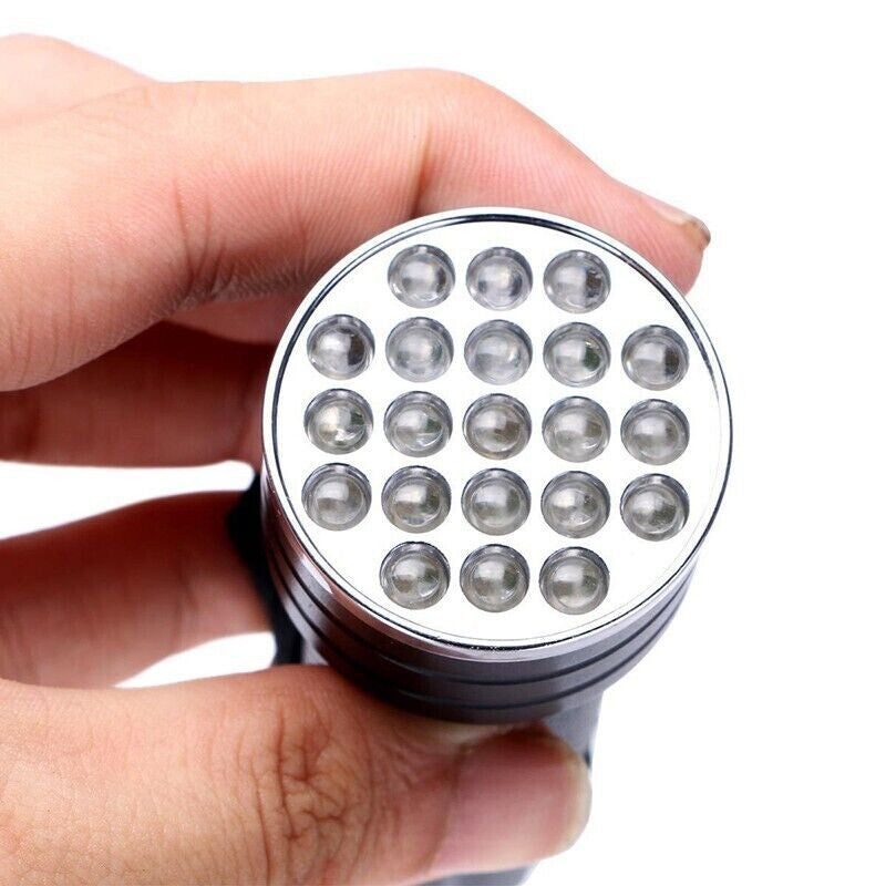 UV Blacklight Flashlight 21 LED Aluminum Waterproof Torch for Outdoors & Lice Detection