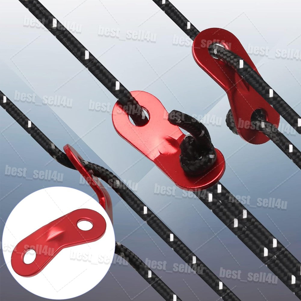Reflective Tent Guy Lines Kit with Aluminum Tensioners and Stakes - Heavy Duty Camping Rope Set