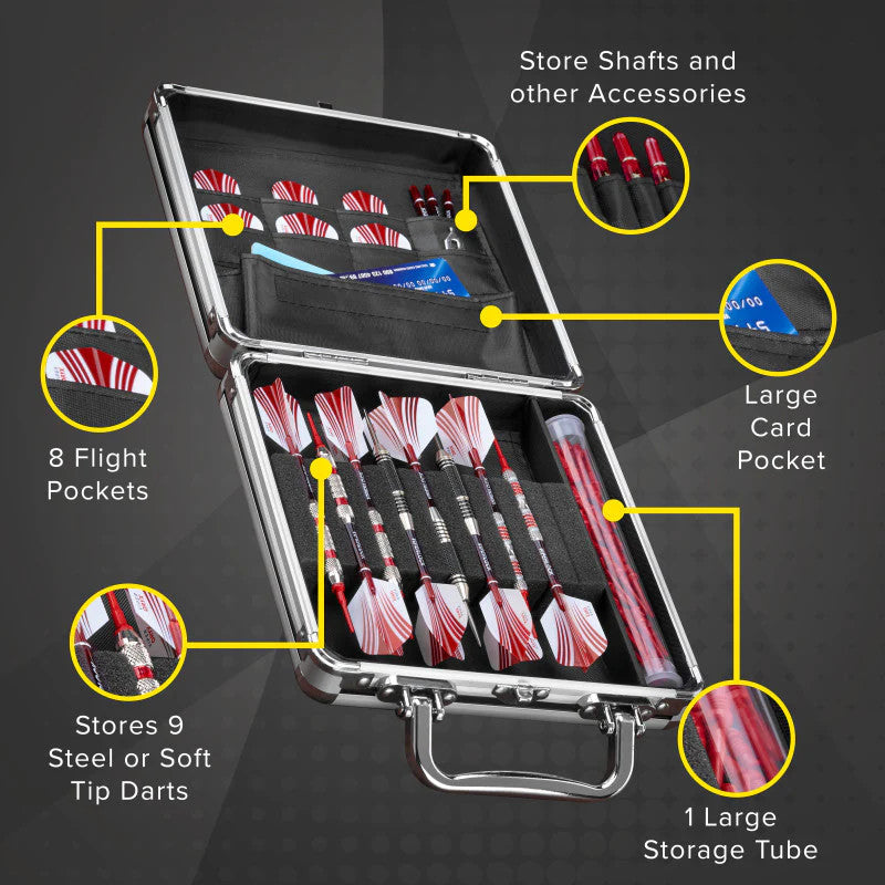 Casemaster Ternion Nine-Dart Aluminum Dart Case - Holds 9 Darts