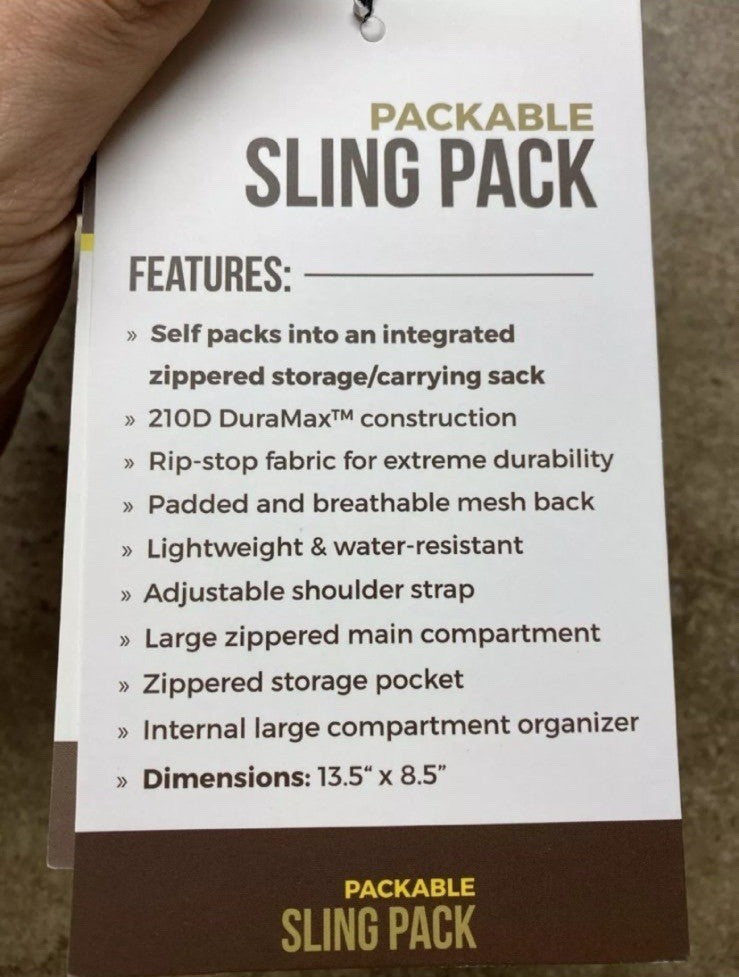 Packable Camo Sling Backpack for Hunting Mossy Oak Bottomland Nano