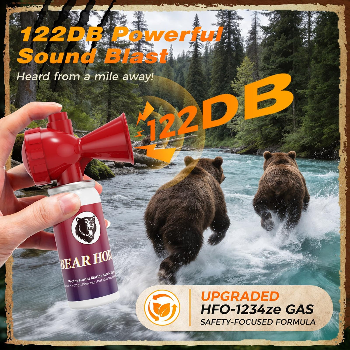 Loud Air Horn for Outdoor Safety and Wildlife Warning 122dB - 2 Pack