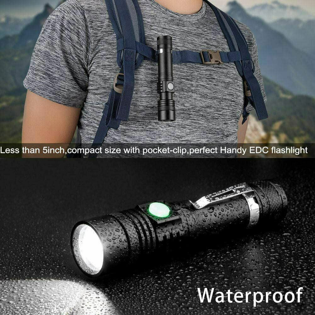 Rechargeable LED Tactical Flashlight 99000000 LM Bright Work Light, 2 Pack