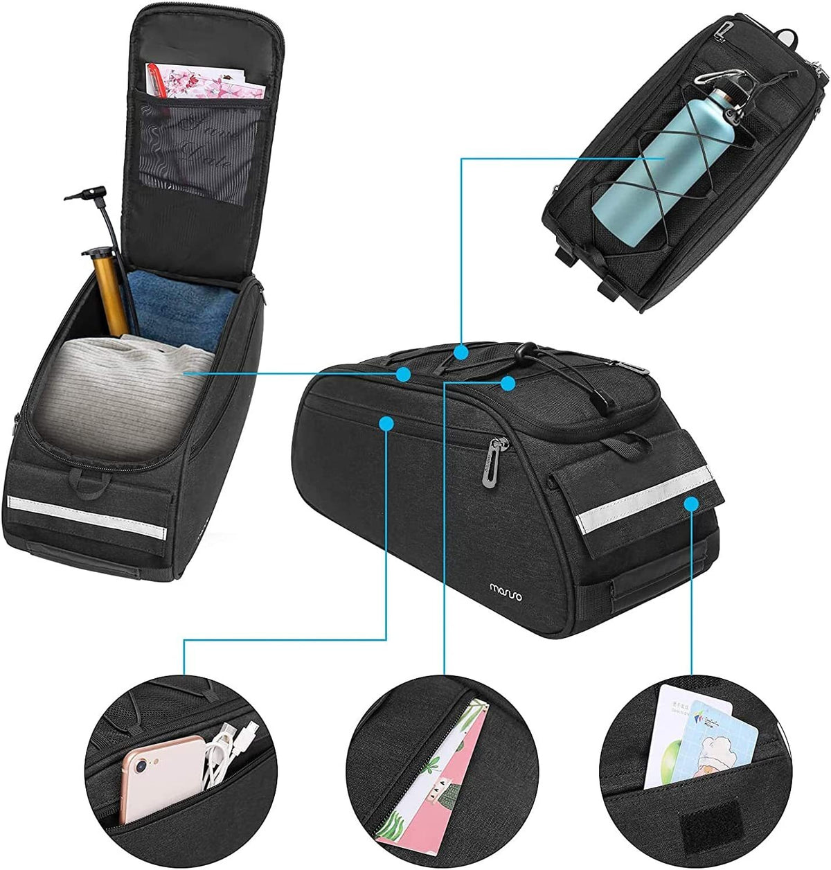 Waterproof Bicycle Rack Bag with Large Capacity and Reflective Strip - Rear Seat Pouch for Cycling
