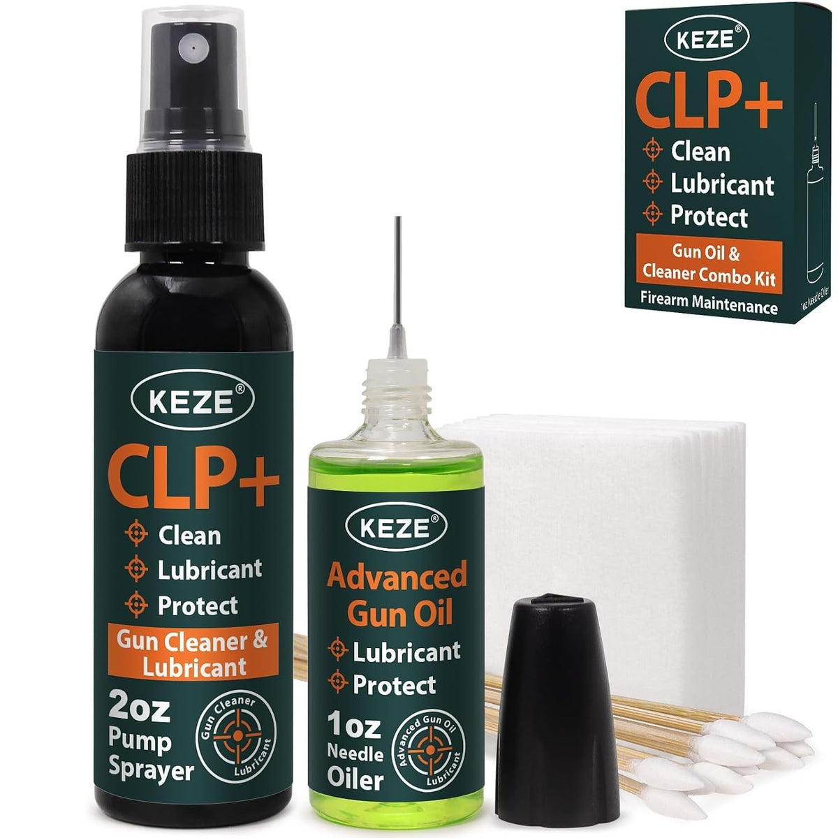 Gun Cleaner and Lubricant Kit - 4-in-1 Universal Spray & Oil for Firearms