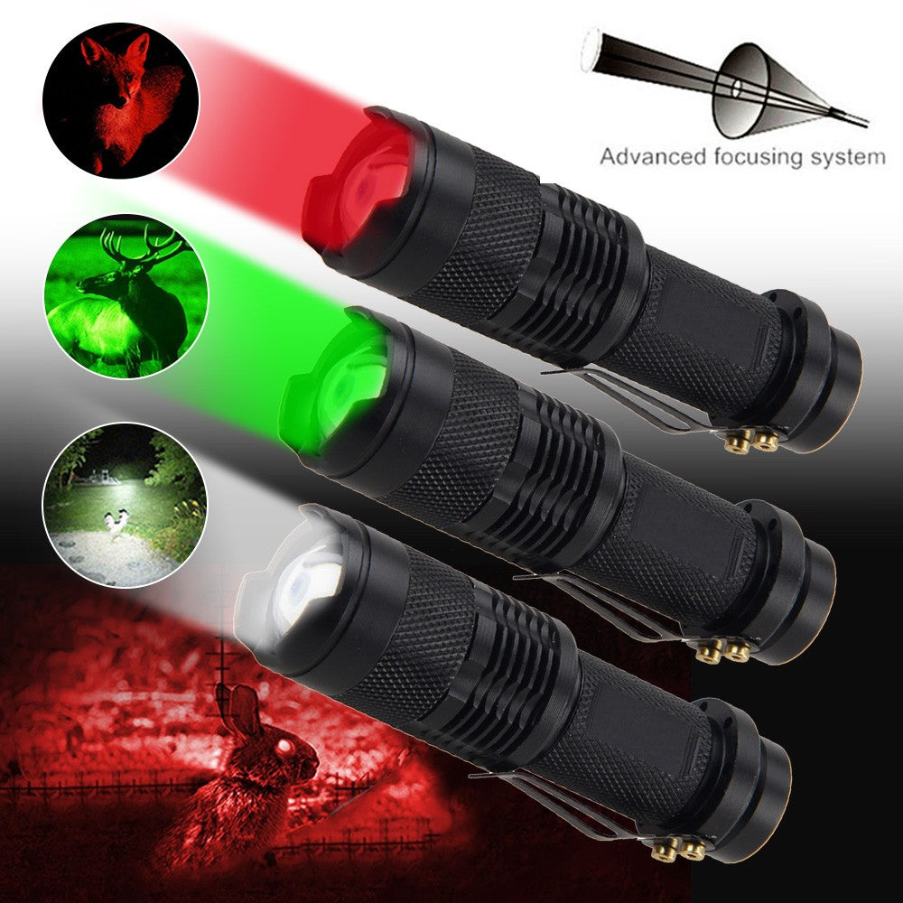 Mini LED Flashlight UV Zoomable Torch for Camping Hiking Night Astronomy