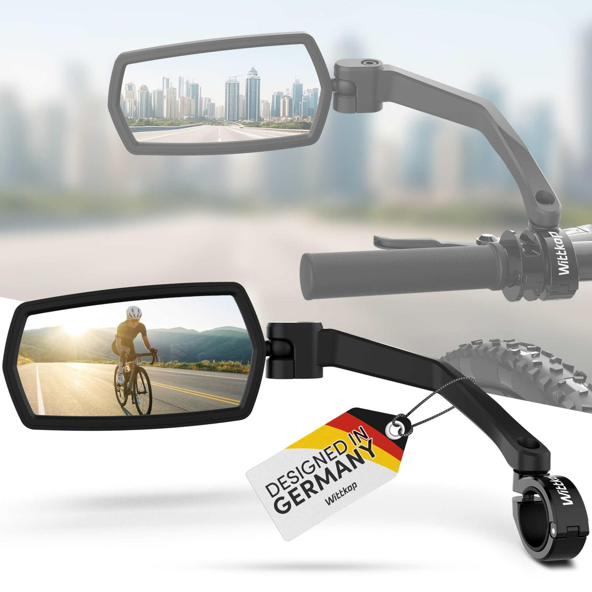 Bike Mirror Large HD 360° Rotatable & Foldable Handlebar Mirror - Durable