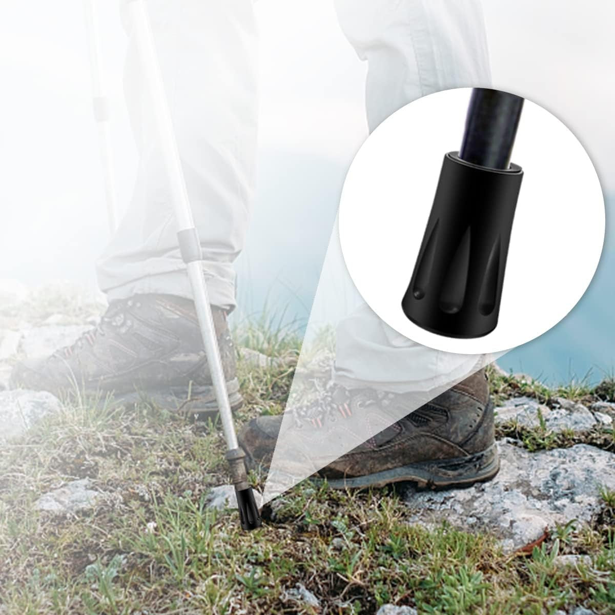 8Pcs Trekking Pole Tips Replacement Rubber Feet for Hiking Poles