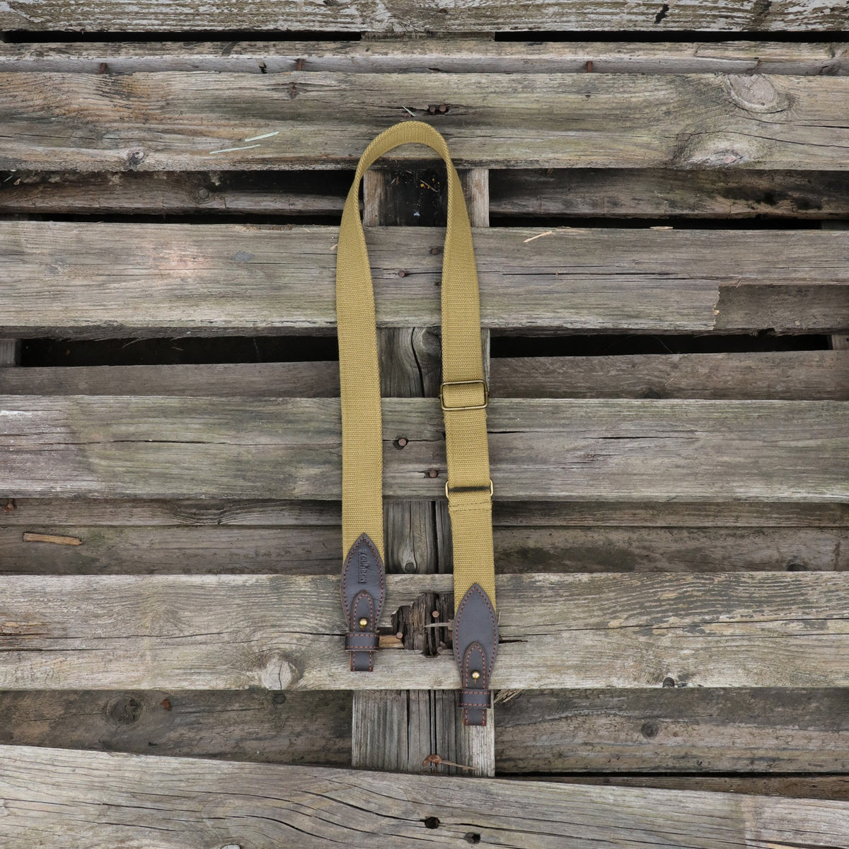 Adjustable Hunting Rifle Sling Webbing Strap with Leather Ends - Universal Fit