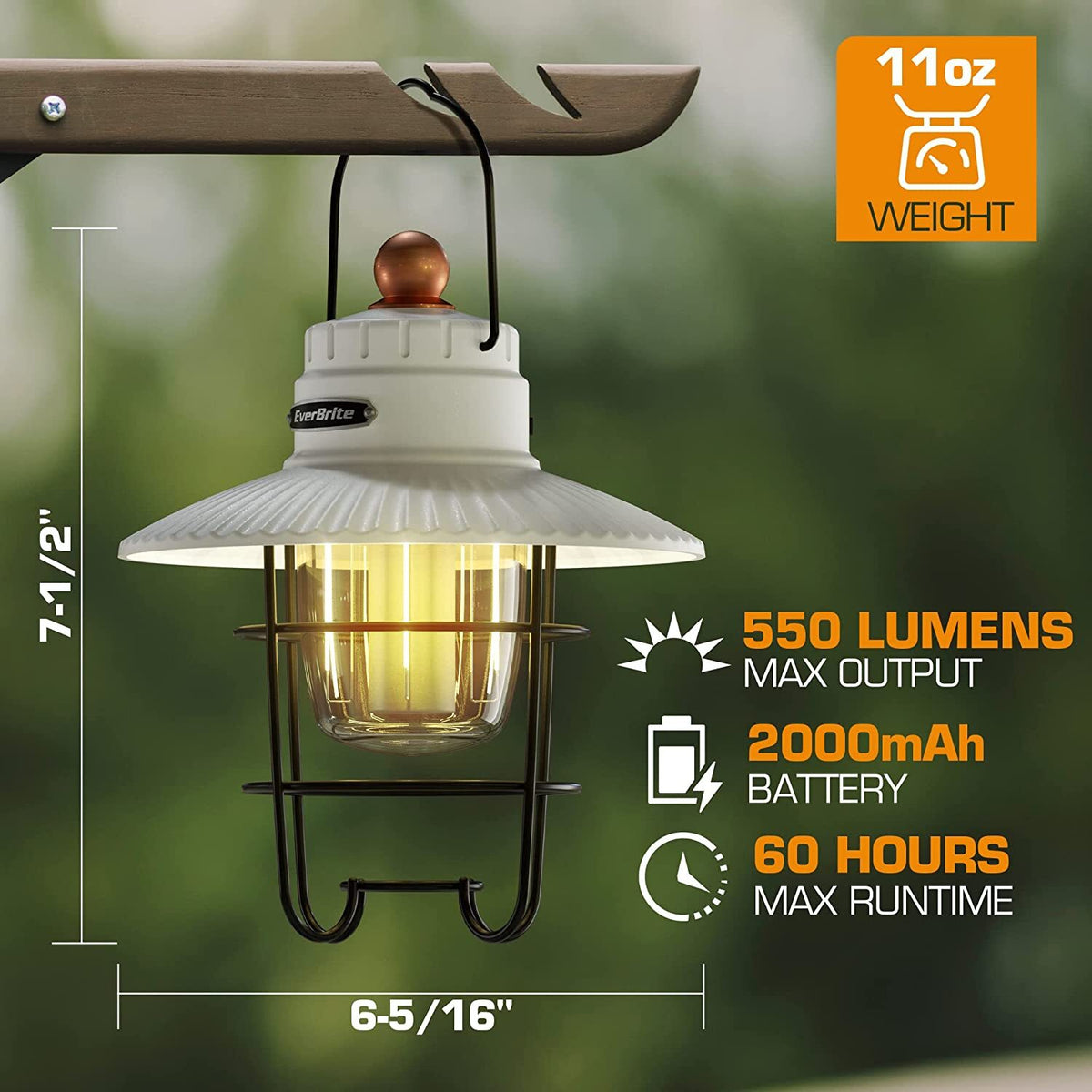 LED Camping Lantern Rechargeable 550 Lumens with 3 Light Modes and Power Bank