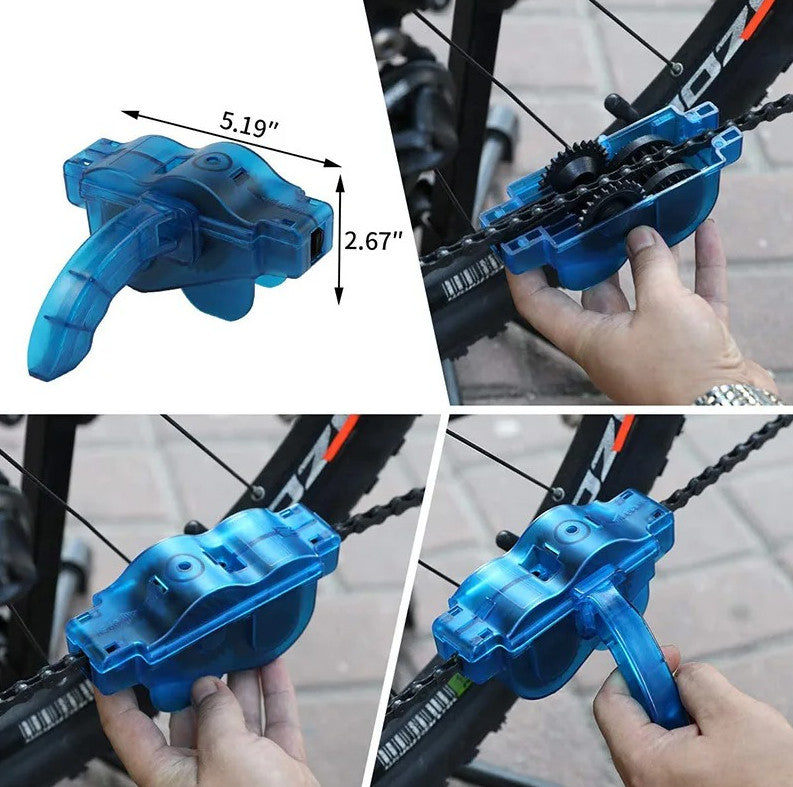 Portable Bicycle Chain Cleaner Kit with Scrubber Brush - Cycling Maintenance Tool