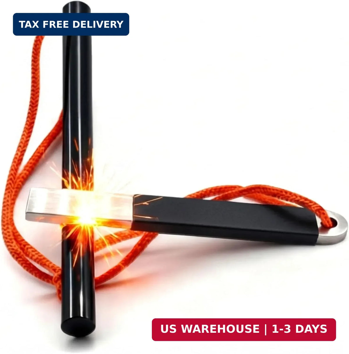 4-Inch Waterproof Ferro Rod Fire Starter Kit with Striker for Camping