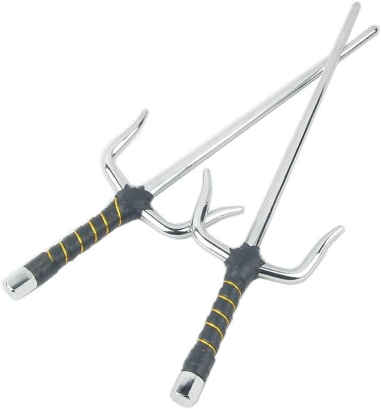Octagon Metal Martial Arts Sai Set Multi Size Black and Silver