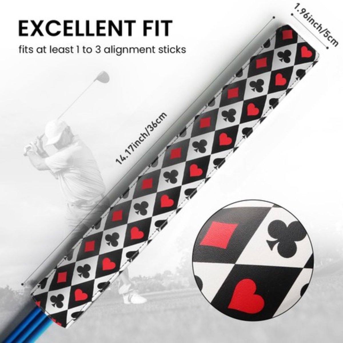 Leather Cover for Golf Alignment Sticks 14x2 Inch - Fits 2 Sticks, Resists