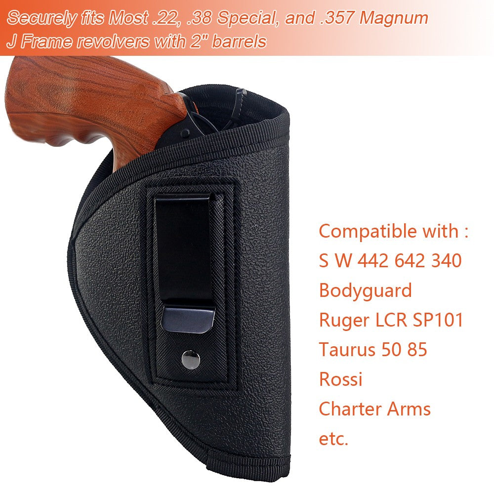 Universal Leather Holster for 2-Inch Snub Nose Revolvers - Anti-Slip IWB Concealed Carry