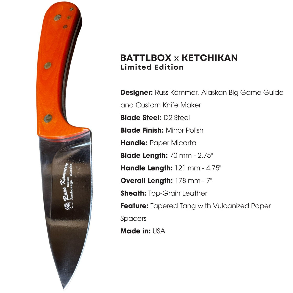 Fixed Blade Hunting Knife with D2 Steel Blade and Leather Sheath - Compact Outdoor Utility Knife