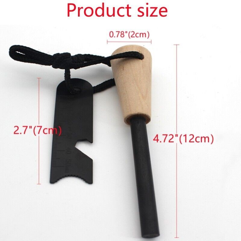2-Piece Fire Starter Kit with Ferro Rod & Steel Scraper for Camping Outdoors