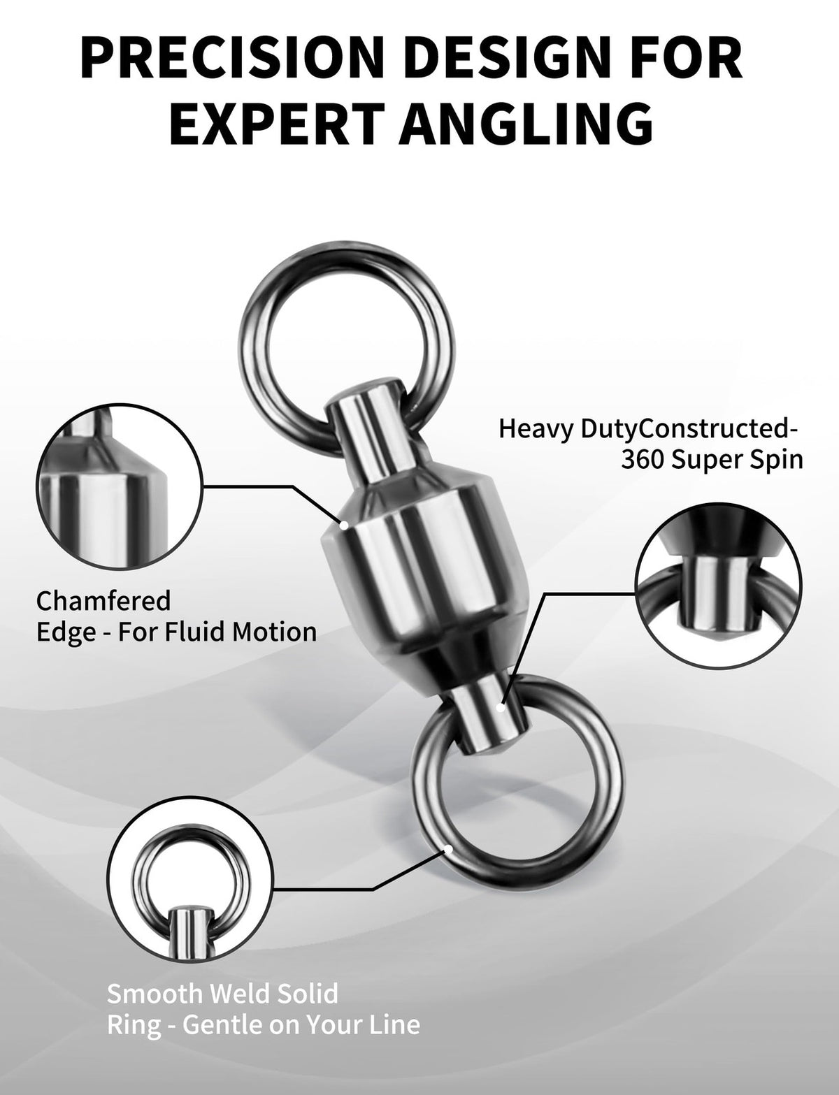 Heavy Duty Ball Bearing Fishing Swivels - Stainless Steel Rings for Saltwater & Freshwater