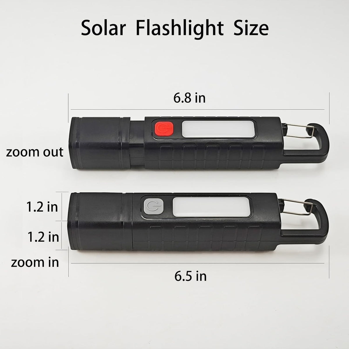 Rechargeable Solar LED Flashlight with Zoom & 4 Light Modes - High Lumens