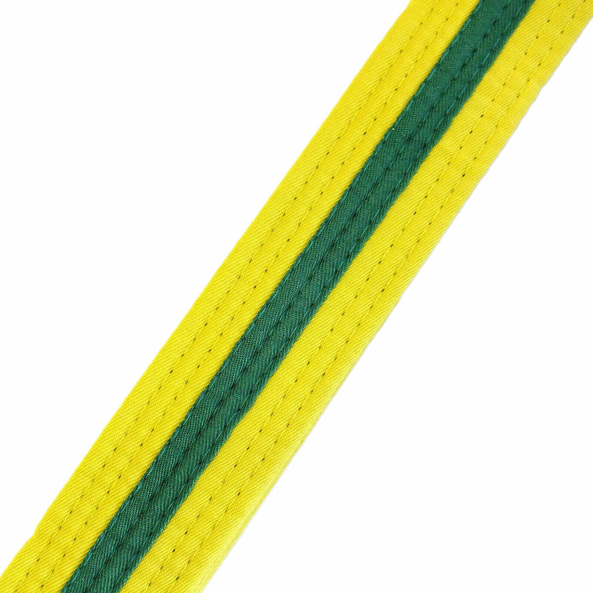 Martial Arts Double Wrap Belt - Yellow with Green Stripe, 1.5" Width