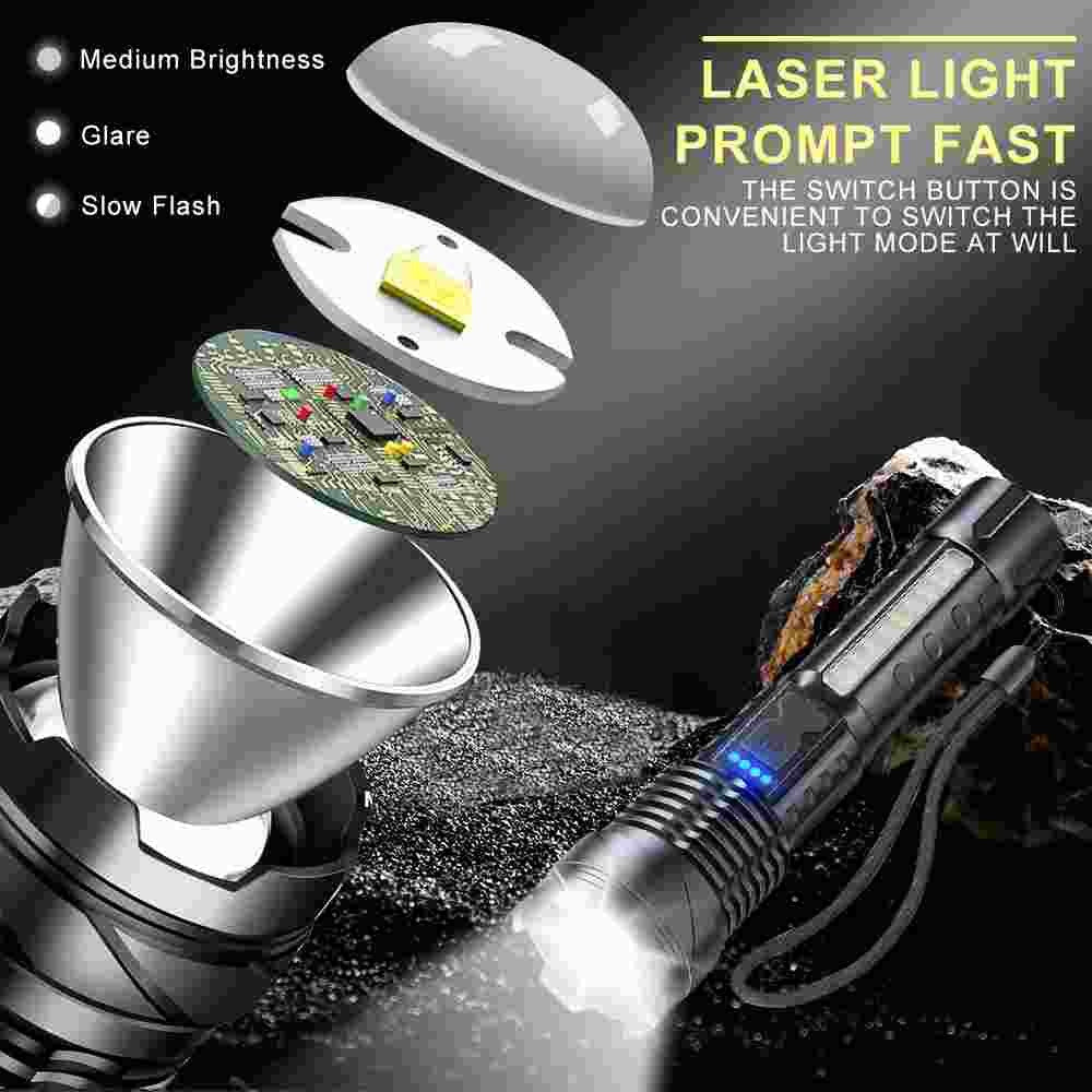 Super Bright Rechargeable LED Flashlight 90,000 Lumens Handheld Torch - 2 Pack