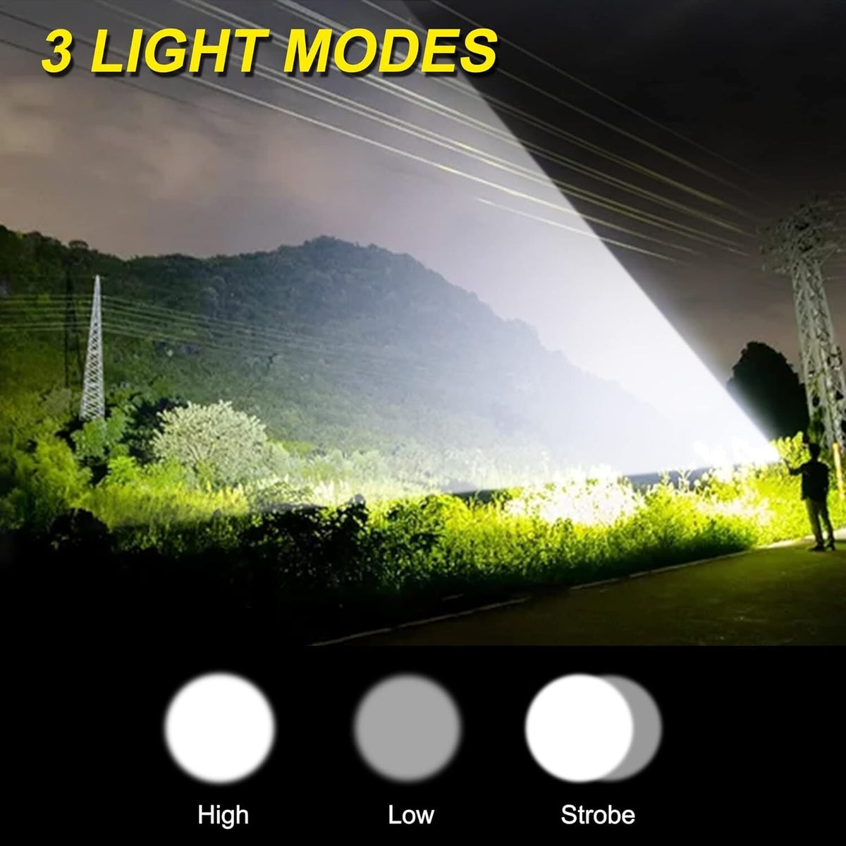 Rechargeable LED Tactical Flashlight 2000 Lumens Waterproof Work Light