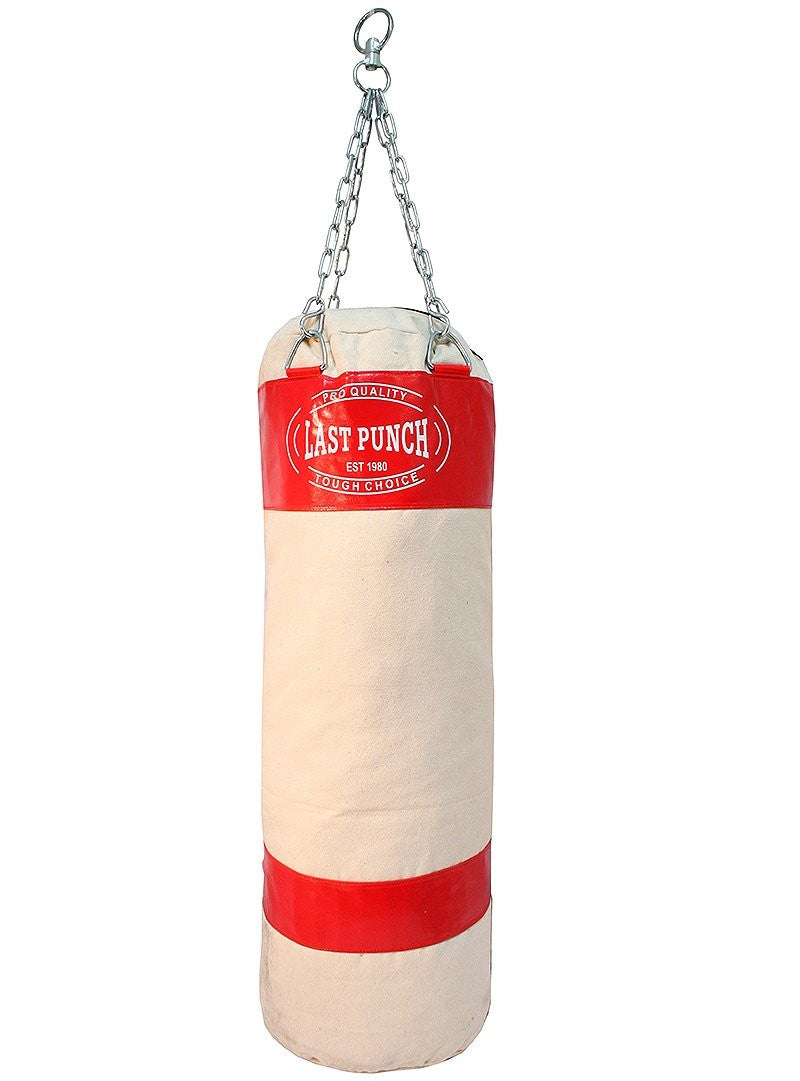 Heavy Duty Boxing Punching Bag with Chains 48 Inch Red Canvas Training Equipment