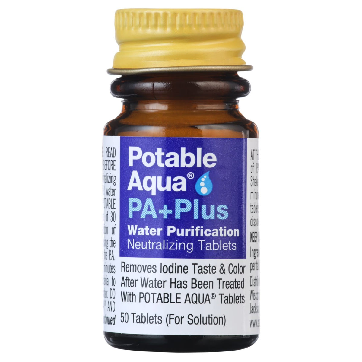 Potable Aqua Water Purification Tablets PA Plus - Emergency Water Treatment 100 Tabs
