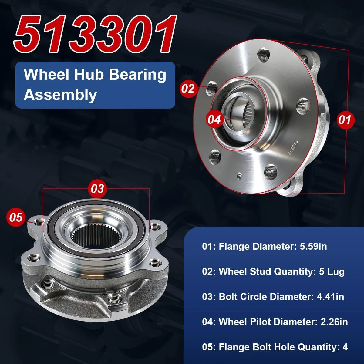 Front Wheel Hub Bearing Assembly for Audi A4 A5 A6 A7 Q5 RS5 2011-2018