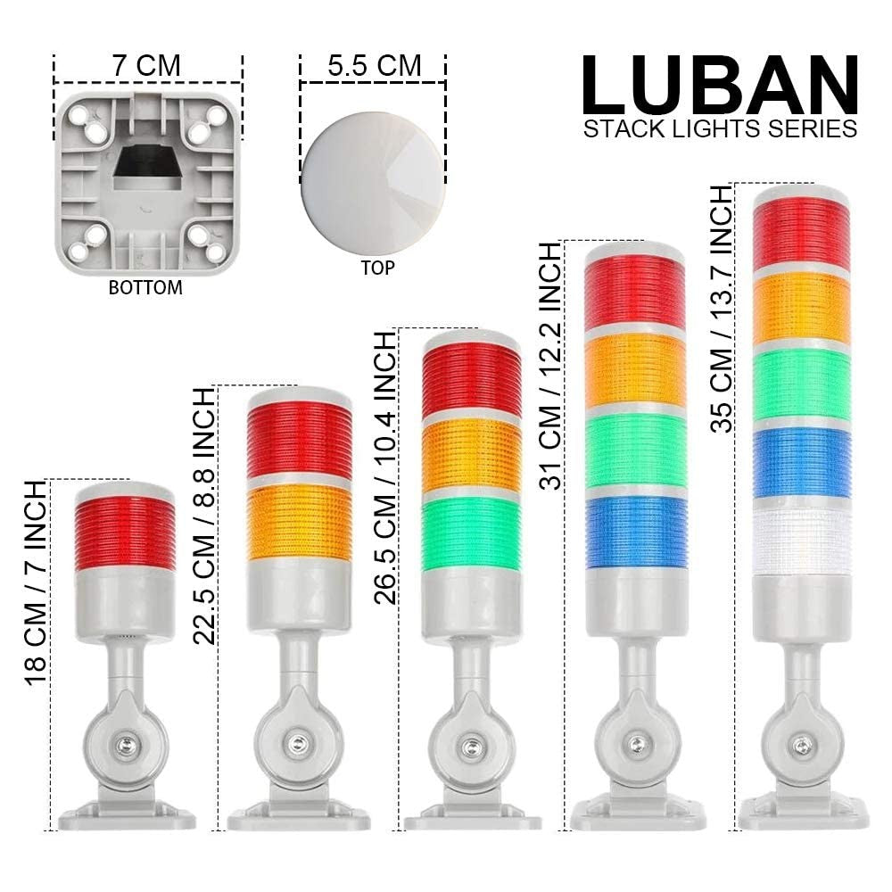 Industrial Signal Tower Stack Lights with Warning and Rotatable Base - 110V/220V LED