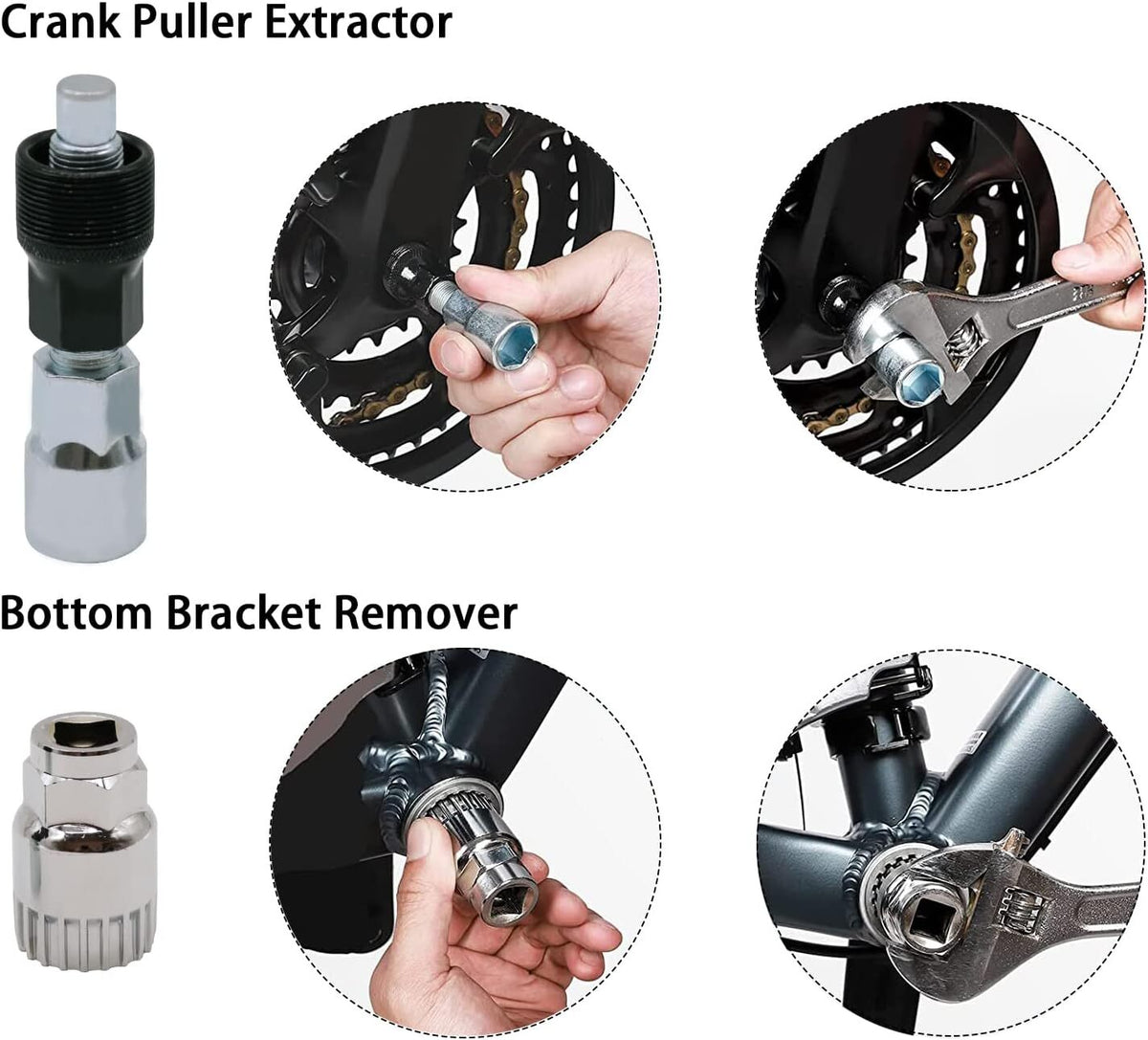 Bike Repair Tool Kit with Cassette Remover & Crank Puller - 6PCS