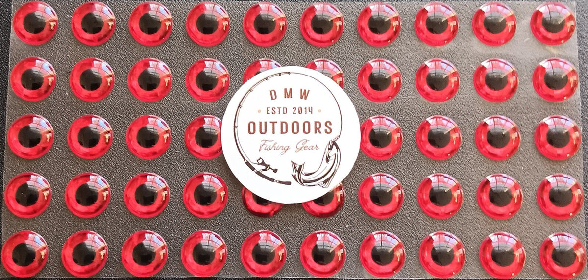 Holographic Red Fish Eyes 8mm for Fly Tying, Lures & Crafts - 100 Pack
