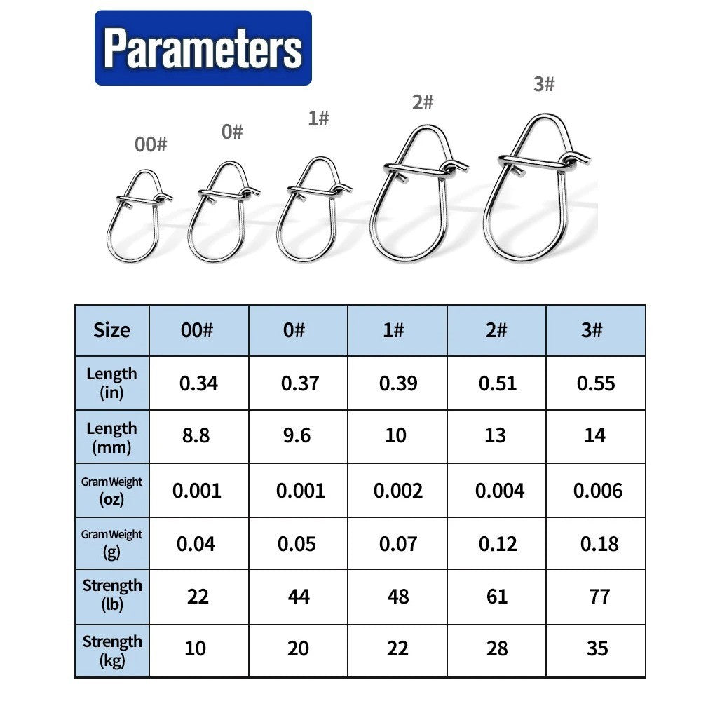Stainless Steel Fishing Snaps - Durable Lure Connectors for Freshwater & Saltwater