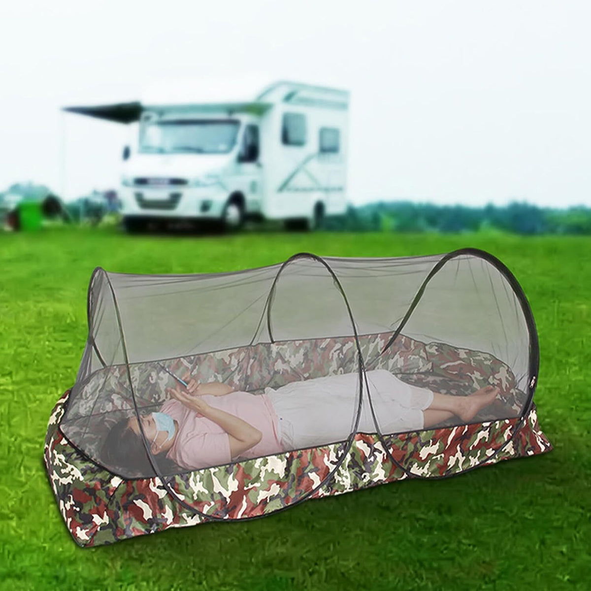 Portable Mosquito Net Tent Foldable Pop-Up Travel Camping Mesh Screen