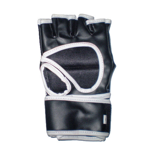 Hybrid MMA Gloves for Grappling and Training in Faux Leather - Black White