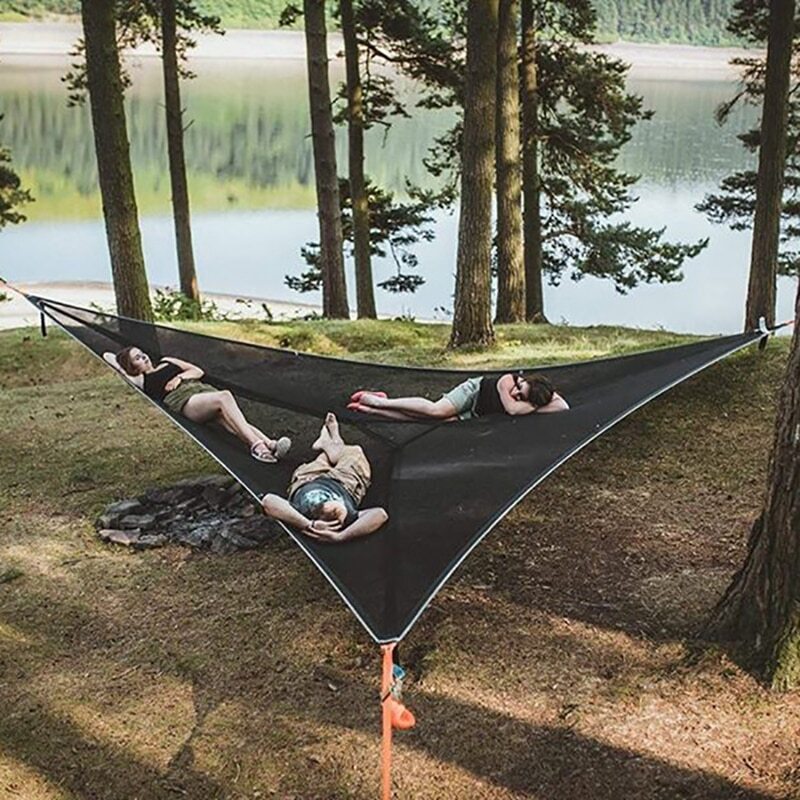 Heavy-Duty Multi-Person Triangle Hammock with Portable Straps & Storage Bag