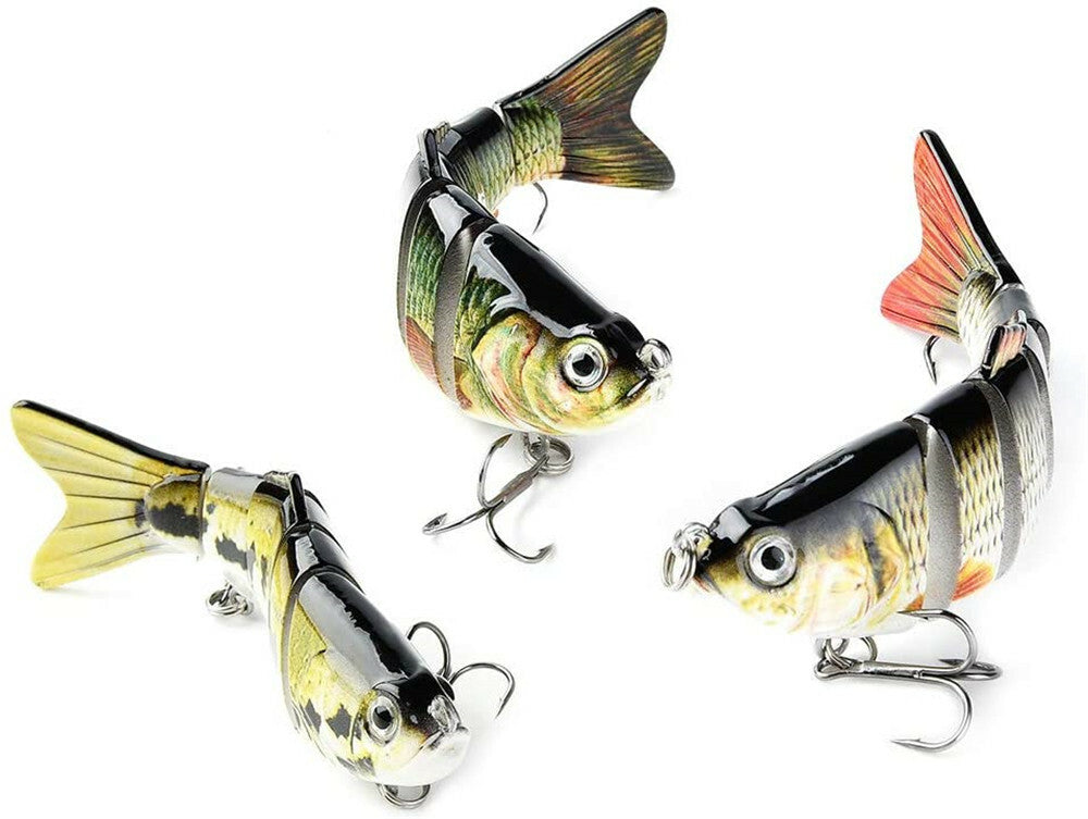 5PCS Lifelike Fish Lures with 3D Eyes and Treble Hooks for Freshwater & Saltwater Fishing