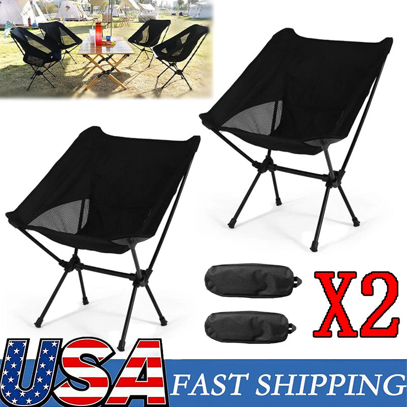2-Pack Collapsible Camping Chairs with Carrying Bag for Outdoor Hiking and Camping